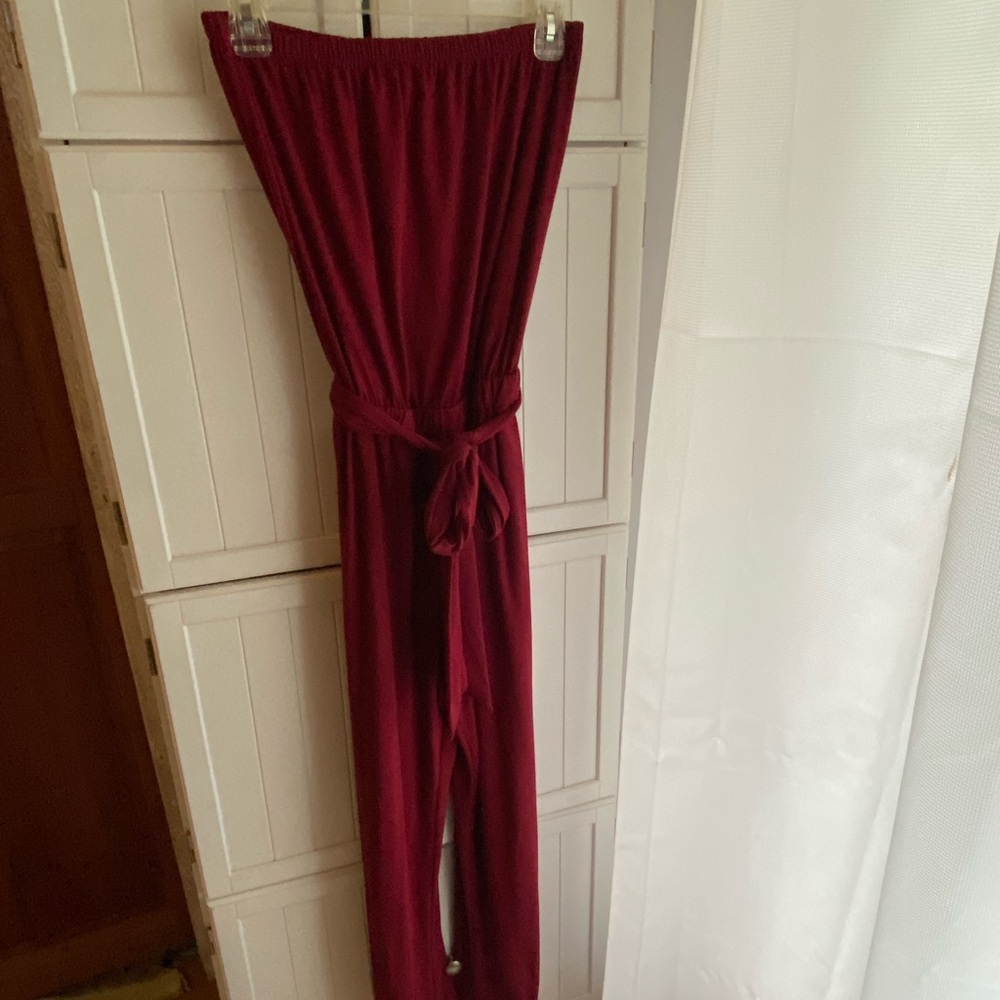 Chic deep red Women's strapless Jumpsuit - Picture 5 of 5
